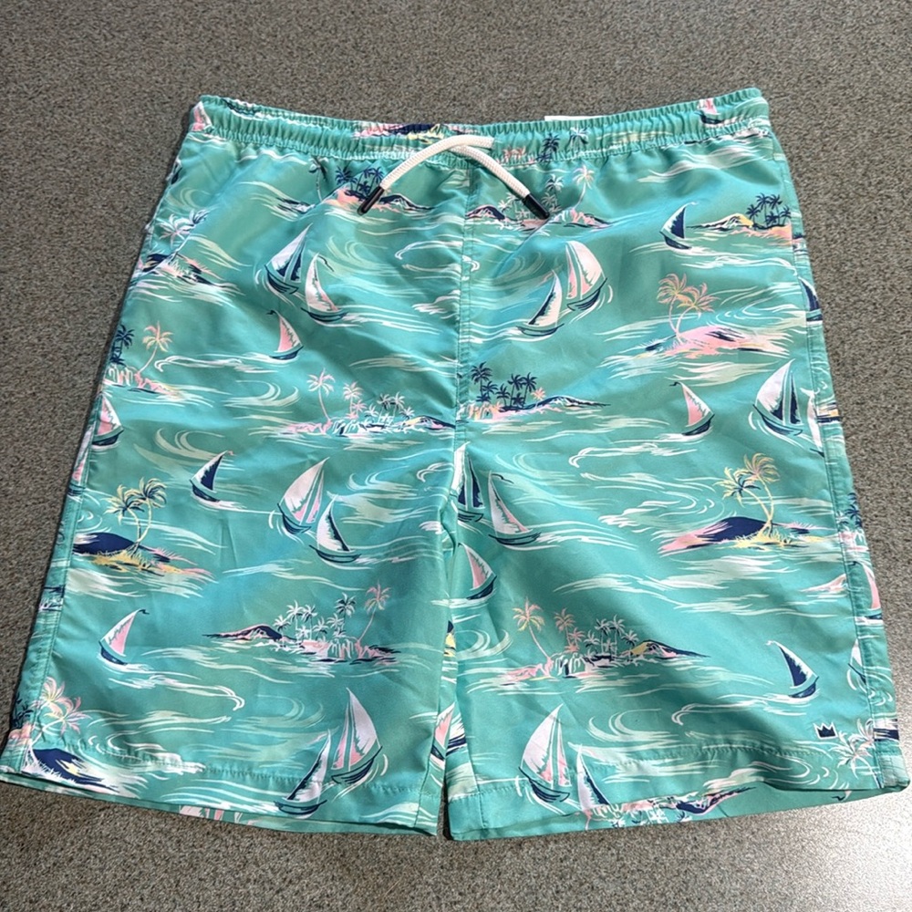 NWT crown & ivy Kids Teal Tropical Swim Trunks